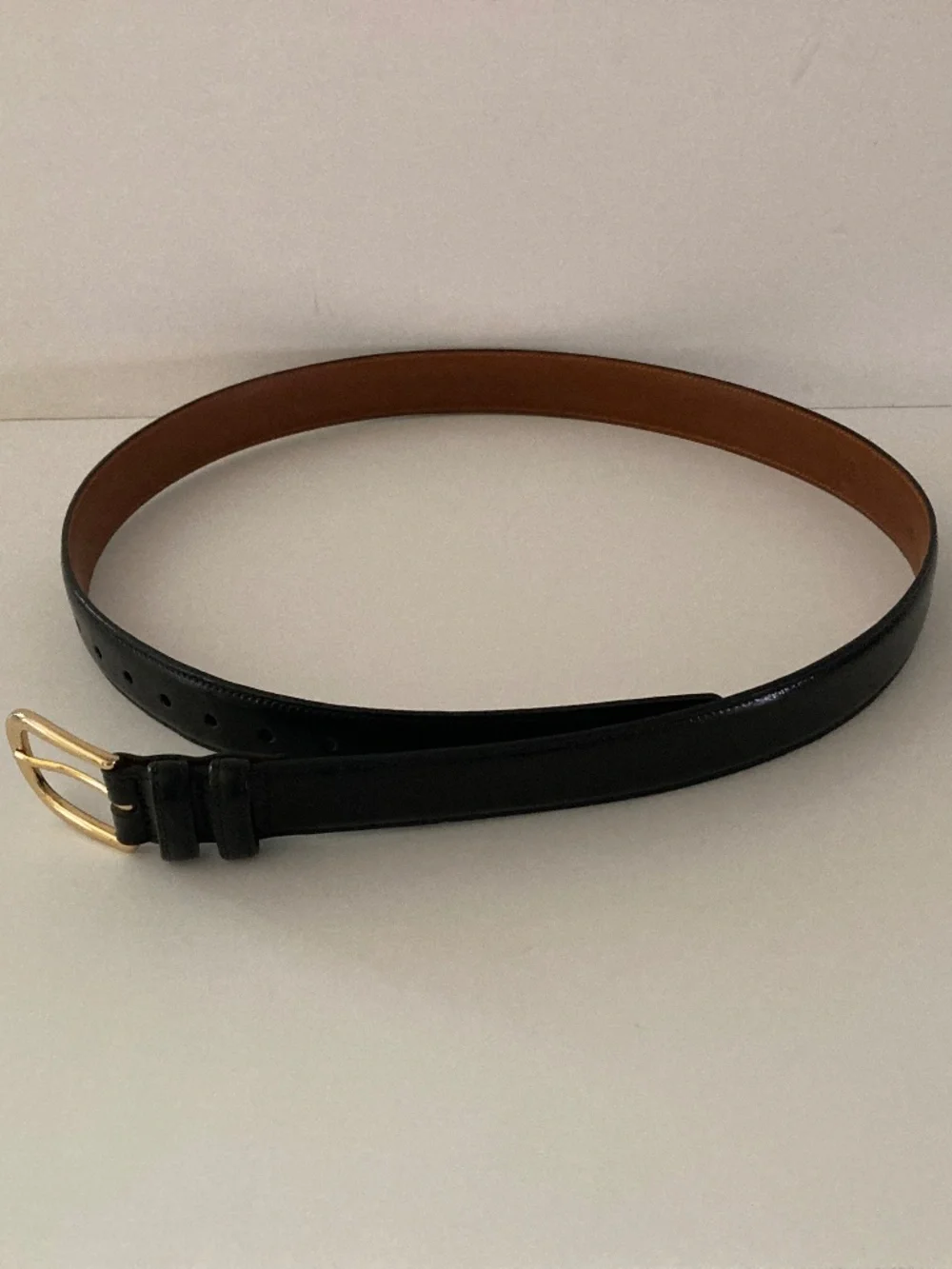 Trafalgar Women's/Men's Black Cortina Leather Dress Belt/Brass Buckle/36/NEW!